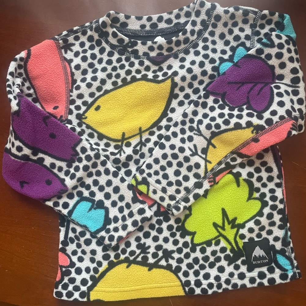 Burton 3T Black Polka Floral Fleece Set with Yellow, Purple, Teal & Lime Accents - Picture 2 of 5